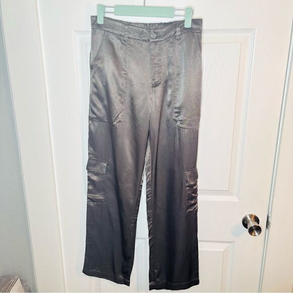 YOUNG FABULOUS & BROKE Finley Satin Cargo Pants Grey S NWT - Picture 4 of 10